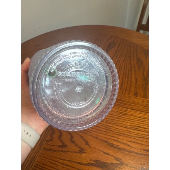 2021 Starbucks Iridescent Studded Tumbler Green Straw 24oz Acrylic Cup - Picture 7 of 10